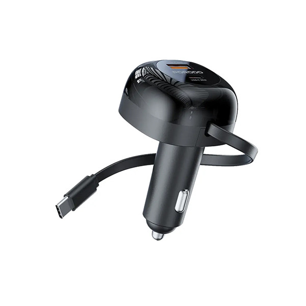 Porodo  Retractable Car Charger with  Collapsible Type C Cables - Black, mobiles, lebanon, samsung, iphones, new, used, laptops, computers, huawei, phone, mobile prices in lebanon,mobile prices