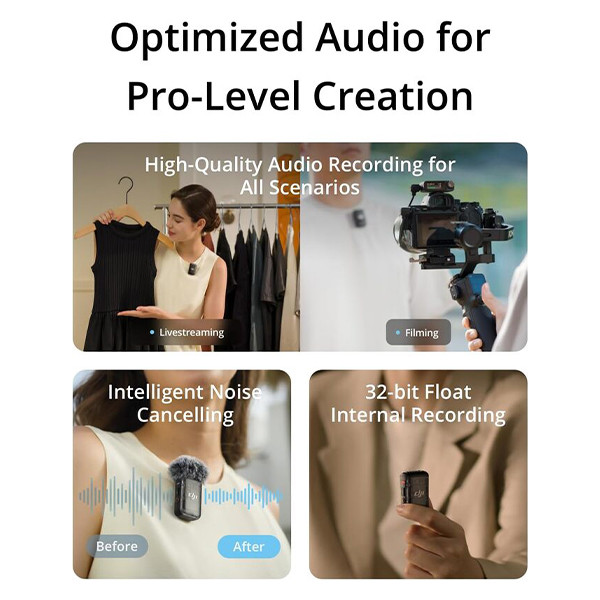 DJI Mic 2 2-Person Compact Digital Wireless Microphone System - mobile shop in Hamra, Beirut, Lebanon. New and used phones, iPhone, Samsung, Huawei, Xiaomi, Oppo, Realme, Honor, Google Pixel, tablets, laptops, computers, and accessories. متجر موبايلات في الحمرا، بيروت، لبنان. هواتف جديدة ومستعملة، آيفون، سامسونج، هواوي، شاومي، أوبو، ريلمي، هونر، جوجل بيكسل، أجهزة لوحية، لابتوبات، كمبيوترات، واكسسوارات.