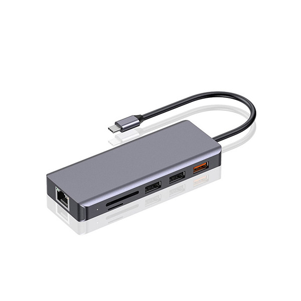 Porodo 9in1 USB-C Hub Type-C  PD 100W HDMI Ethernet USB SD Card 3.5mm Aux  - Grey, mobiles, lebanon, samsung, iphones, new, used, laptops, computers, huawei, phone, mobile prices in lebanon,mobile prices