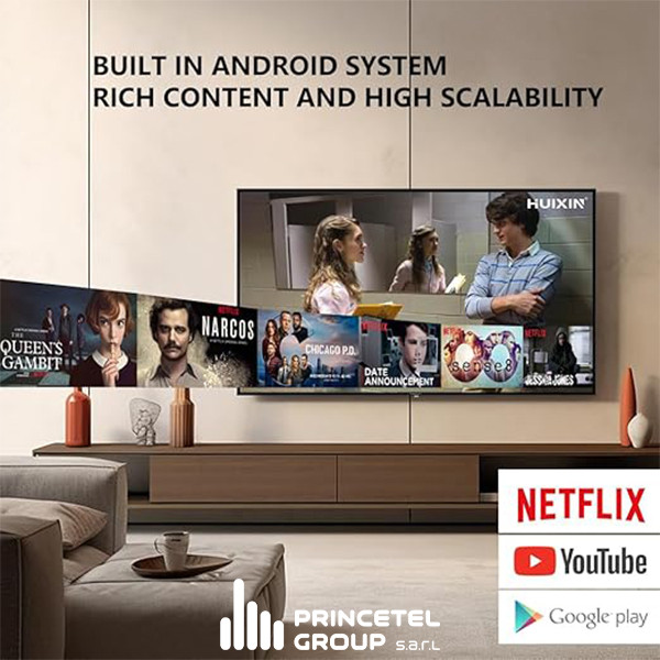 Powerology 55" 4K Explosion-Proof  Android TV - Blackf Android TV  - Black - mobile shop in Hamra, Beirut, Lebanon. New and used phones, iPhone, Samsung, Huawei, Xiaomi, Oppo, Realme, Honor, Google Pixel, tablets, laptops, computers, and accessories. متجر موبايلات في الحمرا، بيروت، لبنان. هواتف جديدة ومستعملة، آيفون، سامسونج، هواوي، شاومي، أوبو، ريلمي، هونر، جوجل بيكسل، أجهزة لوحية، لابتوبات، كمبيوترات، واكسسوارات.