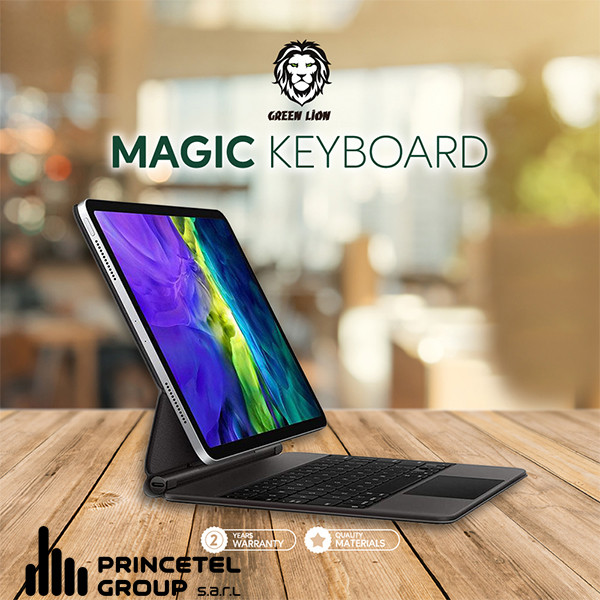 Green Lion Touchpad  Keyboard Case for iPad Pro 10.9"&11" (Arabic/English)500mAh - Black - mobile shop in Hamra, Beirut, Lebanon. New and used phones, iPhone, Samsung, Huawei, Xiaomi, Oppo, Realme, Honor, Google Pixel, tablets, laptops, computers, and accessories. متجر موبايلات في الحمرا، بيروت، لبنان. هواتف جديدة ومستعملة، آيفون، سامسونج، هواوي، شاومي، أوبو، ريلمي، هونر، جوجل بيكسل، أجهزة لوحية، لابتوبات، كمبيوترات، واكسسوارات.
