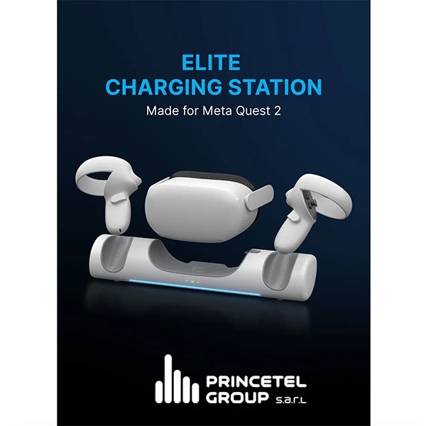 Blupebble - Elite Charging Station Designed For Meta Quest 2 - White - mobile shop in Hamra, Beirut, Lebanon. New and used phones, iPhone, Samsung, Huawei, Xiaomi, Oppo, Realme, Honor, Google Pixel, tablets, laptops, computers, and accessories. متجر موبايلات في الحمرا، بيروت، لبنان. هواتف جديدة ومستعملة، آيفون، سامسونج، هواوي، شاومي، أوبو، ريلمي، هونر، جوجل بيكسل، أجهزة لوحية، لابتوبات، كمبيوترات، واكسسوارات.