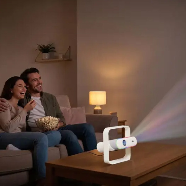 Green Lion ASTRA Smart Projector 300 Ansi Lumens - White - mobile shop in Hamra, Beirut, Lebanon. New and used phones, iPhone, Samsung, Huawei, Xiaomi, Oppo, Realme, Honor, Google Pixel, tablets, laptops, computers, and accessories. متجر موبايلات في الحمرا، بيروت، لبنان. هواتف جديدة ومستعملة، آيفون، سامسونج، هواوي، شاومي، أوبو، ريلمي، هونر، جوجل بيكسل، أجهزة لوحية، لابتوبات، كمبيوترات، واكسسوارات.