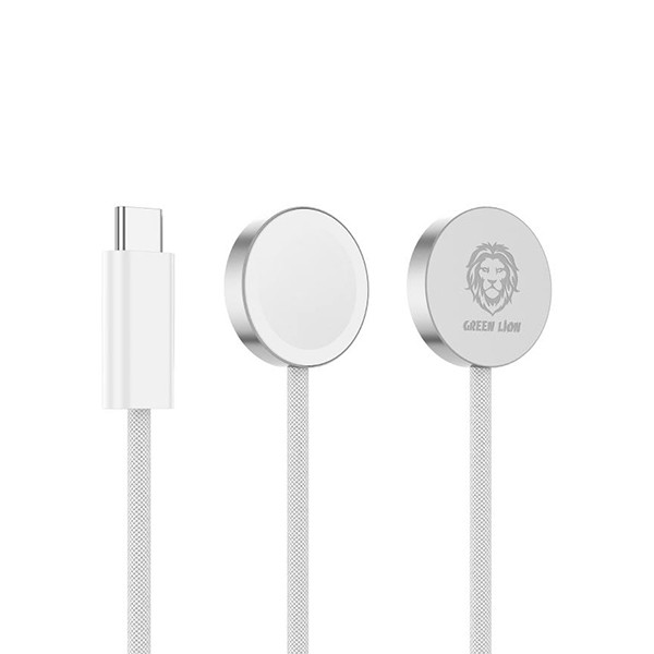 Green Lion iWatch charger USB C Wireless Charger White - mobile shop in Hamra, Beirut, Lebanon. New and used phones, iPhone, Samsung, Huawei, Xiaomi, Oppo, Realme, Honor, Google Pixel, tablets, laptops, computers, and accessories. متجر موبايلات في الحمرا، بيروت، لبنان. هواتف جديدة ومستعملة، آيفون، سامسونج، هواوي، شاومي، أوبو، ريلمي، هونر، جوجل بيكسل، أجهزة لوحية، لابتوبات، كمبيوترات، واكسسوارات.