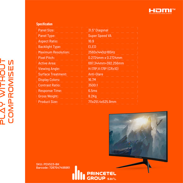 Porodo Gaming Curved Screen Monitor 32Inch 165Hz Black - mobile shop in Hamra, Beirut, Lebanon. New and used phones, iPhone, Samsung, Huawei, Xiaomi, Oppo, Realme, Honor, Google Pixel, tablets, laptops, computers, and accessories. متجر موبايلات في الحمرا، بيروت، لبنان. هواتف جديدة ومستعملة، آيفون، سامسونج، هواوي، شاومي، أوبو، ريلمي، هونر، جوجل بيكسل، أجهزة لوحية، لابتوبات، كمبيوترات، واكسسوارات.