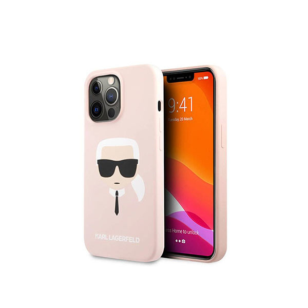 Karl Lagerfeld Liquid Silicone Karl Head Zadní Kryt pro iPhone 13 mini Light Pink, mobiles, lebanon, samsung, iphones, new, used, laptops, computers, huawei, phone, mobile prices in lebanon,mobile prices