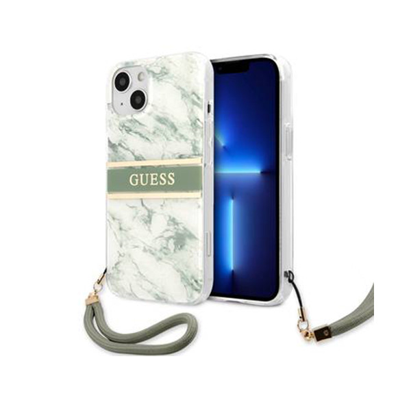 Iphone 13- Hard Case Pink Marble Design And Stripe With Nylon Strap - Guess, mobiles, lebanon, samsung, iphones, new, used, laptops, computers, huawei, phone, mobile prices in lebanon,mobile prices