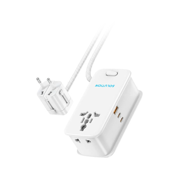 Powerology 30W Universal Socket 3 AC output with 2 Type C and USB A output - White, mobiles, lebanon, samsung, iphones, new, used, laptops, computers, huawei, phone, mobile prices in lebanon,mobile prices