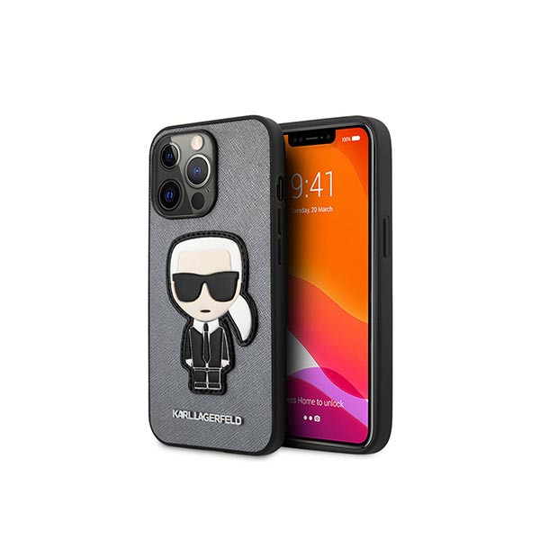 Case Karl Lagerfeld KLHCP13LOKPG iPhone 13 Pro / 13 6,1" silver hardcase Saffiano Ikonik Karl`s Patch (KLHCP13LOKPG), mobiles, lebanon, samsung, iphones, new, used, laptops, computers, huawei, phone, mobile prices in lebanon,mobile prices