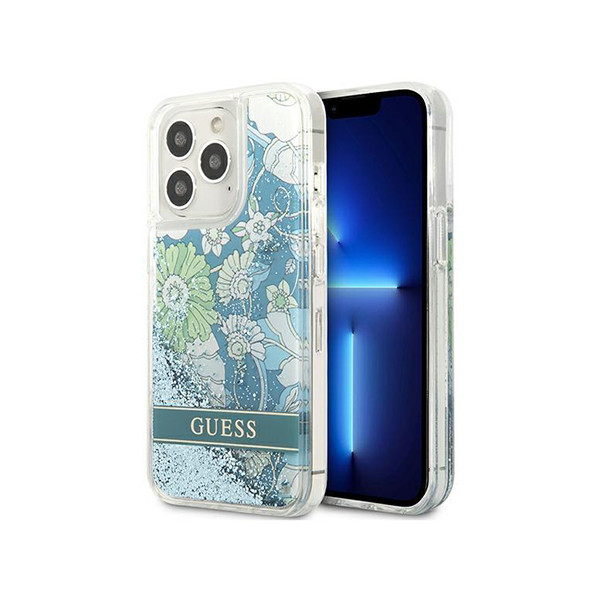 Case Guess iPhone 13 Pro / 13 6,1" green hardcase Flower Liquid Glitter, mobiles, lebanon, samsung, iphones, new, used, laptops, computers, huawei, phone, mobile prices in lebanon,mobile prices