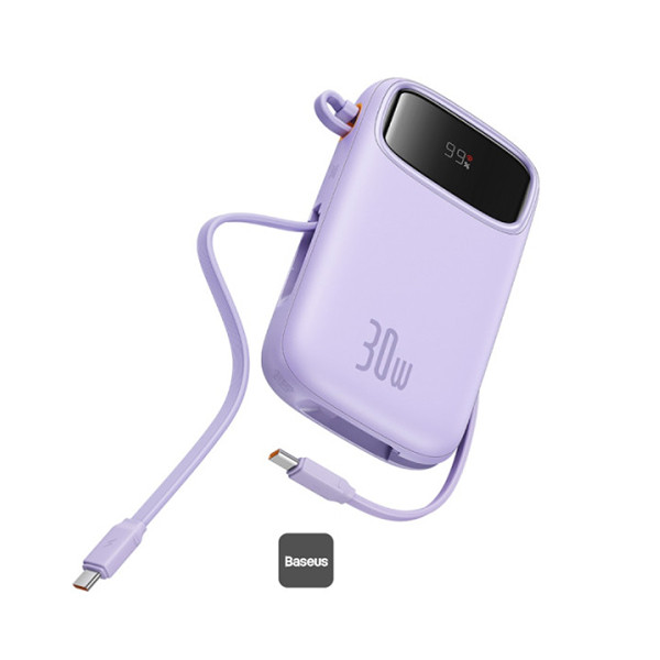 Baseus Qpow2 Dual-Cable Digital Display Fast Charge Power Bank 20000mAh 22.5W - Purple, mobiles, lebanon, samsung, iphones, new, used, laptops, computers, huawei, phone, mobile prices in lebanon,mobile prices