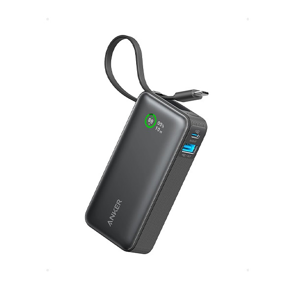 Anker 10K 30W Black Built in USB-C Cable, mobiles, lebanon, samsung, iphones, new, used, laptops, computers, huawei, phone, mobile prices in lebanon,mobile prices