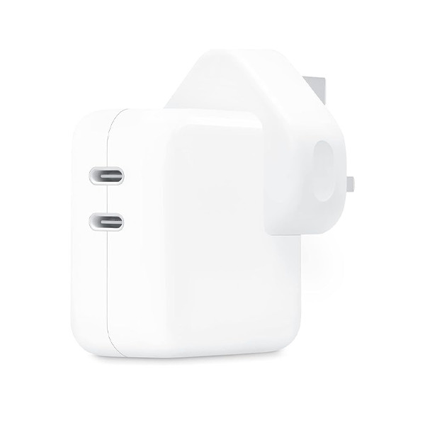 Apple 35W Dual USB-C Port Power Adapter - mobile shop in Hamra, Beirut, Lebanon. New and used phones, iPhone, Samsung, Huawei, Xiaomi, Oppo, Realme, Honor, Google Pixel, tablets, laptops, computers, and accessories. متجر موبايلات في الحمرا، بيروت، لبنان. هواتف جديدة ومستعملة، آيفون، سامسونج، هواوي، شاومي، أوبو، ريلمي، هونر، جوجل بيكسل، أجهزة لوحية، لابتوبات، كمبيوترات، واكسسوارات.