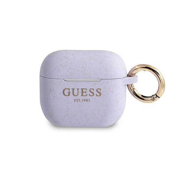 Geuss Airpod Case Compatible with Airpods 3 - Purple Case with Guess Logo Gold, mobiles, lebanon, samsung, iphones, new, used, laptops, computers, huawei, phone, mobile prices in lebanon,mobile prices