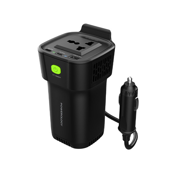 Powerology 150W Inverter AC Universal USB A 2*type-C DC Car 12V10A - Black, mobiles, lebanon, samsung, iphones, new, used, laptops, computers, huawei, phone, mobile prices in lebanon,mobile prices