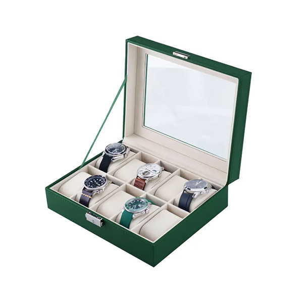 Green Lion Elegant Watch Box 10 Slots - Green | with Glass, mobiles, lebanon, samsung, iphones, new, used, laptops, computers, huawei, phone, mobile prices in lebanon,mobile prices