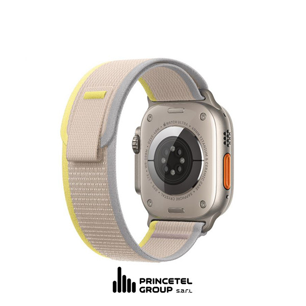Apple Watch Ultra 49MM Titanuim Yellow Beige Trail Loop M/L - mobile shop in Hamra, Beirut, Lebanon. New and used phones, iPhone, Samsung, Huawei, Xiaomi, Oppo, Realme, Honor, Google Pixel, tablets, laptops, computers, and accessories. متجر موبايلات في الحمرا، بيروت، لبنان. هواتف جديدة ومستعملة، آيفون، سامسونج، هواوي، شاومي، أوبو، ريلمي، هونر، جوجل بيكسل، أجهزة لوحية، لابتوبات، كمبيوترات، واكسسوارات.