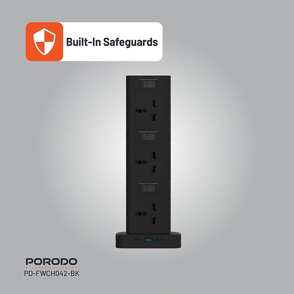 Porodo Chargelink Smart Power Strip 4 AC & 3 USB Ports - Black - mobile shop in Hamra, Beirut, Lebanon. New and used phones, iPhone, Samsung, Huawei, Xiaomi, Oppo, Realme, Honor, Google Pixel, tablets, laptops, computers, and accessories. متجر موبايلات في الحمرا، بيروت، لبنان. هواتف جديدة ومستعملة، آيفون، سامسونج، هواوي، شاومي، أوبو، ريلمي، هونر، جوجل بيكسل، أجهزة لوحية، لابتوبات، كمبيوترات، واكسسوارات.