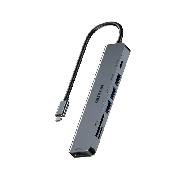 Green Lion 7-in-1 USB-C Hub - Gray, mobiles, lebanon, samsung, iphones, new, used, laptops, computers, huawei, phone, mobile prices in lebanon,mobile prices