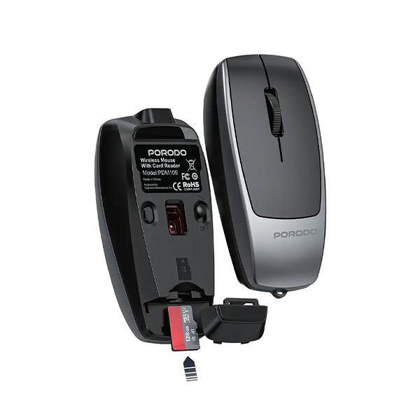 Porodo Bluetooth Mouse With Crd Reader+Type-C Charging - Silver, mobiles, lebanon, samsung, iphones, new, used, laptops, computers, huawei, phone, mobile prices in lebanon,mobile prices