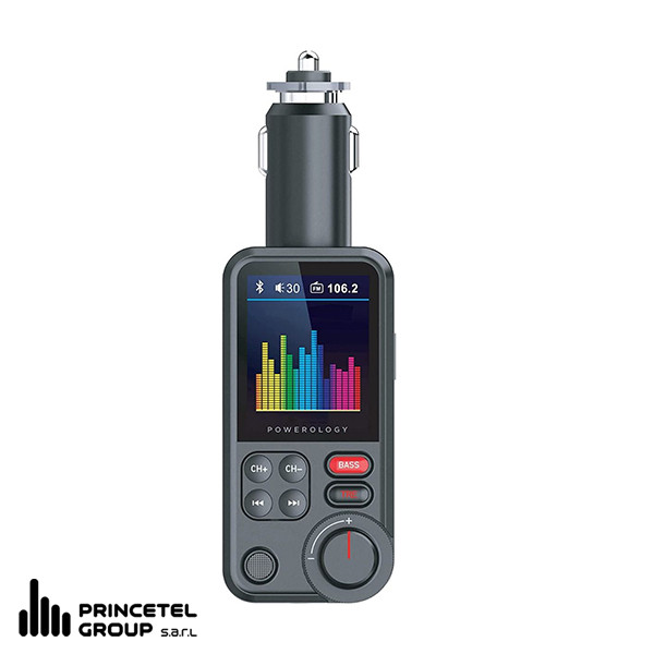 Powerology Bluetooth FM Transmitter Pro Car Charger - mobile shop in Hamra, Beirut, Lebanon. New and used phones, iPhone, Samsung, Huawei, Xiaomi, Oppo, Realme, Honor, Google Pixel, tablets, laptops, computers, and accessories. متجر موبايلات في الحمرا، بيروت، لبنان. هواتف جديدة ومستعملة، آيفون، سامسونج، هواوي، شاومي، أوبو، ريلمي، هونر، جوجل بيكسل، أجهزة لوحية، لابتوبات، كمبيوترات، واكسسوارات.
