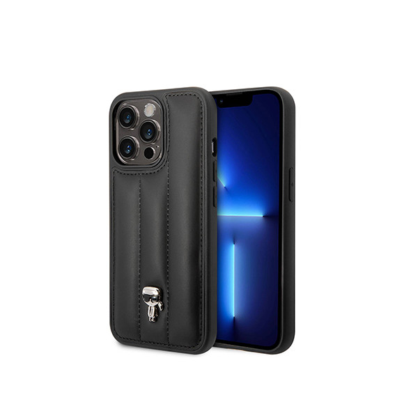 Karl Lagerfeld PU Puffy Ikonik Pins Case for iPhone 14 Pro - Black, mobiles, lebanon, samsung, iphones, new, used, laptops, computers, huawei, phone, mobile prices in lebanon,mobile prices