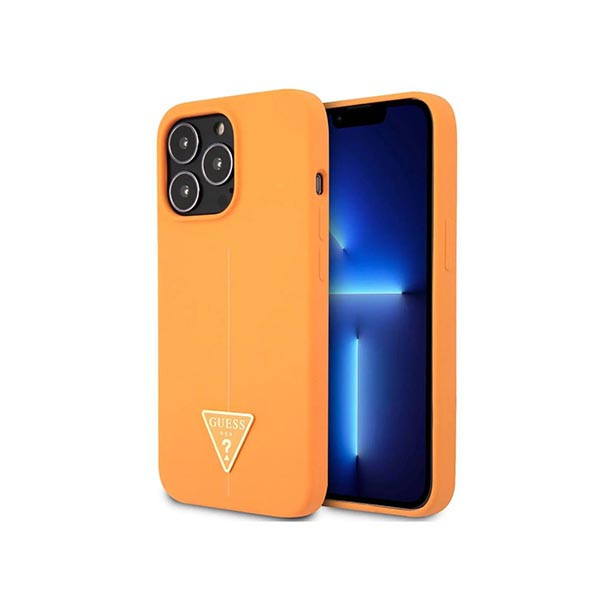 Guess Silicone Line Triangle BackCover for Phone 13 Pro, Shock Absorption & Drop Protection, Officially Licensed - Orange, mobiles, lebanon, samsung, iphones, new, used, laptops, computers, huawei, phone, mobile prices in lebanon,mobile prices