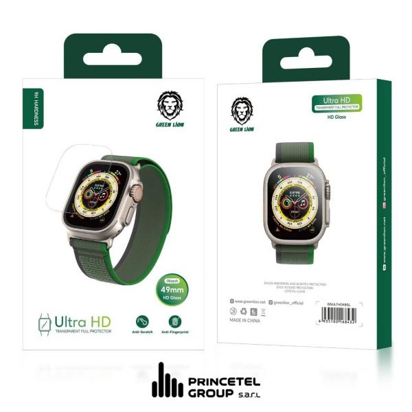 Green Lion Ultra HD Transparent Full Protector 9H Hardness for iWatch 49mm HD Glass - mobile shop in Hamra, Beirut, Lebanon. New and used phones, iPhone, Samsung, Huawei, Xiaomi, Oppo, Realme, Honor, Google Pixel, tablets, laptops, computers, and accessories. متجر موبايلات في الحمرا، بيروت، لبنان. هواتف جديدة ومستعملة، آيفون، سامسونج، هواوي، شاومي، أوبو، ريلمي، هونر، جوجل بيكسل، أجهزة لوحية، لابتوبات، كمبيوترات، واكسسوارات.