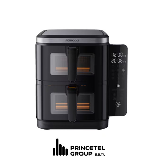 Porodo Lifestyle 2800W 2-Stack  Air Fryer with Transparent Windows - Black - mobile shop in Hamra, Beirut, Lebanon. New and used phones, iPhone, Samsung, Huawei, Xiaomi, Oppo, Realme, Honor, Google Pixel, tablets, laptops, computers, and accessories. متجر موبايلات في الحمرا، بيروت، لبنان. هواتف جديدة ومستعملة، آيفون، سامسونج، هواوي، شاومي، أوبو، ريلمي، هونر، جوجل بيكسل، أجهزة لوحية، لابتوبات، كمبيوترات، واكسسوارات.
