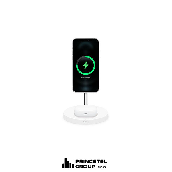 Belkin BoostCharge Pro 2-in-1 Wireless Charger Stand with MagSafe 15W - mobile shop in Hamra, Beirut, Lebanon. New and used phones, iPhone, Samsung, Huawei, Xiaomi, Oppo, Realme, Honor, Google Pixel, tablets, laptops, computers, and accessories. متجر موبايلات في الحمرا، بيروت، لبنان. هواتف جديدة ومستعملة، آيفون، سامسونج، هواوي، شاومي، أوبو، ريلمي، هونر، جوجل بيكسل، أجهزة لوحية، لابتوبات، كمبيوترات، واكسسوارات.