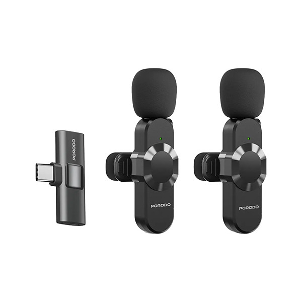Porodo Audix Pro Lavalier Dual Microphone Type-C + Lightening Connector - Black, mobiles, lebanon, samsung, iphones, new, used, laptops, computers, huawei, phone, mobile prices in lebanon,mobile prices