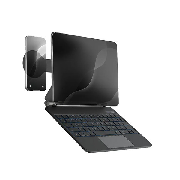 Powerology Dynaboard Apple Magic Keyboard 10th Gen -3.0-4.2v With Phone Holder -black - mobile shop in Hamra, Beirut, Lebanon. New and used phones, iPhone, Samsung, Huawei, Xiaomi, Oppo, Realme, Honor, Google Pixel, tablets, laptops, computers, and accessories. متجر موبايلات في الحمرا، بيروت، لبنان. هواتف جديدة ومستعملة، آيفون، سامسونج، هواوي، شاومي، أوبو، ريلمي، هونر، جوجل بيكسل، أجهزة لوحية، لابتوبات، كمبيوترات، واكسسوارات.