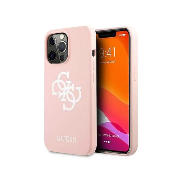 Guess iPhone 13 Pro Hardcase - White 4G Logo - Pink, mobiles, lebanon, samsung, iphones, new, used, laptops, computers, huawei, phone, mobile prices in lebanon,mobile prices