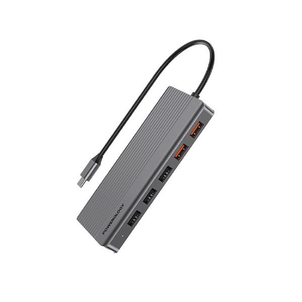 Powerology 12-In-1 HDMI & DisplayPort USB-C HUB Ethernet - Gray, mobiles, lebanon, samsung, iphones, new, used, laptops, computers, huawei, phone, mobile prices in lebanon,mobile prices