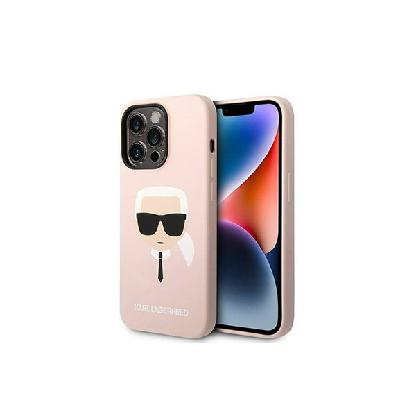 Case Karl Lagerfeld  iPhone 14 Pro 6.1" Hardcase Light Pink Silicone Karl`s Head Magsafe, mobiles, lebanon, samsung, iphones, new, used, laptops, computers, huawei, phone, mobile prices in lebanon,mobile prices