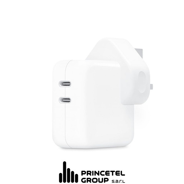 Apple Dual USB-C Port 35w Power Adapter - mobile shop in Hamra, Beirut, Lebanon. New and used phones, iPhone, Samsung, Huawei, Xiaomi, Oppo, Realme, Honor, Google Pixel, tablets, laptops, computers, and accessories. متجر موبايلات في الحمرا، بيروت، لبنان. هواتف جديدة ومستعملة، آيفون، سامسونج، هواوي، شاومي، أوبو، ريلمي، هونر، جوجل بيكسل، أجهزة لوحية، لابتوبات، كمبيوترات، واكسسوارات.