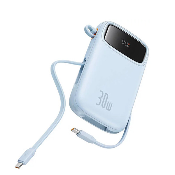 Baseus Qpow2 Dual-Cable Digital Display Fast Charge Power Bank 20000mAh 22.5W - Blue, mobiles, lebanon, samsung, iphones, new, used, laptops, computers, huawei, phone, mobile prices in lebanon,mobile prices