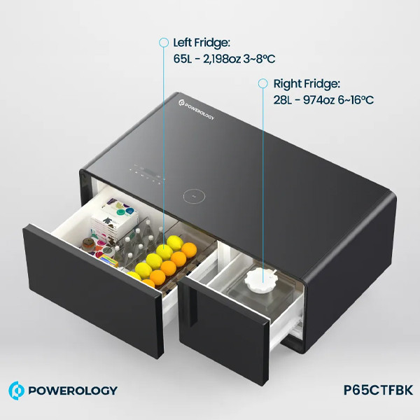 Powerology 93L Coffee Table Fridge with LED Touch Control Bluetooth Hifi Speaker Black - mobile shop in Hamra, Beirut, Lebanon. New and used phones, iPhone, Samsung, Huawei, Xiaomi, Oppo, Realme, Honor, Google Pixel, tablets, laptops, computers, and accessories. متجر موبايلات في الحمرا، بيروت، لبنان. هواتف جديدة ومستعملة، آيفون، سامسونج، هواوي، شاومي، أوبو، ريلمي، هونر، جوجل بيكسل، أجهزة لوحية، لابتوبات، كمبيوترات، واكسسوارات.