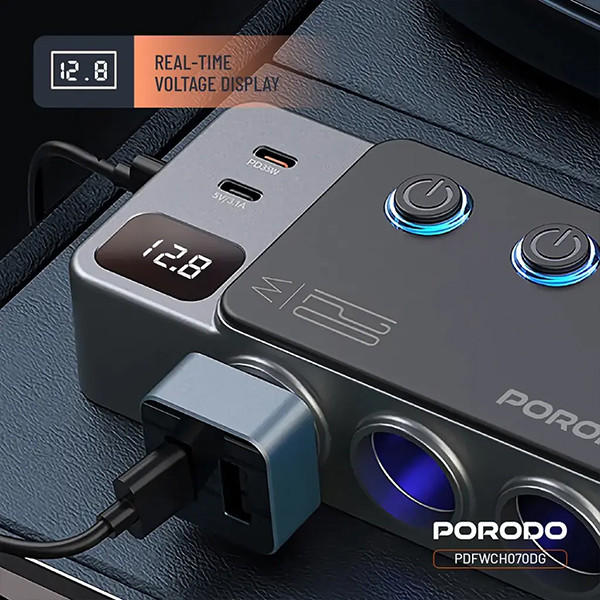 Porodo car charger  Bluetooth version: V5.4 Music format:  MP3/WMA light: 7 colors - Dark  Grey - mobile shop in Hamra, Beirut, Lebanon. New and used phones, iPhone, Samsung, Huawei, Xiaomi, Oppo, Realme, Honor, Google Pixel, tablets, laptops, computers, and accessories. متجر موبايلات في الحمرا، بيروت، لبنان. هواتف جديدة ومستعملة، آيفون، سامسونج، هواوي، شاومي، أوبو، ريلمي، هونر، جوجل بيكسل، أجهزة لوحية، لابتوبات، كمبيوترات، واكسسوارات.