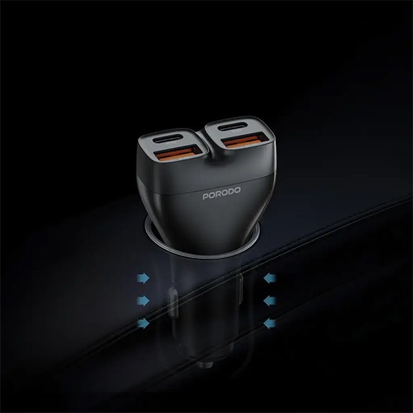 Porodo Dualpower  102W Car Charger USB-C To  Lightning Cable - Black - mobile shop in Hamra, Beirut, Lebanon. New and used phones, iPhone, Samsung, Huawei, Xiaomi, Oppo, Realme, Honor, Google Pixel, tablets, laptops, computers, and accessories. متجر موبايلات في الحمرا، بيروت، لبنان. هواتف جديدة ومستعملة، آيفون، سامسونج، هواوي، شاومي، أوبو، ريلمي، هونر، جوجل بيكسل، أجهزة لوحية، لابتوبات، كمبيوترات، واكسسوارات.