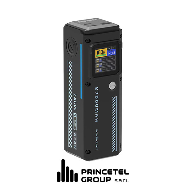 Powerology 140W Dual Channel  Smart Battery Display Power Bank with Colorful  LED 27000mAh - mobile shop in Hamra, Beirut, Lebanon. New and used phones, iPhone, Samsung, Huawei, Xiaomi, Oppo, Realme, Honor, Google Pixel, tablets, laptops, computers, and accessories. متجر موبايلات في الحمرا، بيروت، لبنان. هواتف جديدة ومستعملة، آيفون، سامسونج، هواوي، شاومي، أوبو، ريلمي، هونر، جوجل بيكسل، أجهزة لوحية، لابتوبات، كمبيوترات، واكسسوارات.