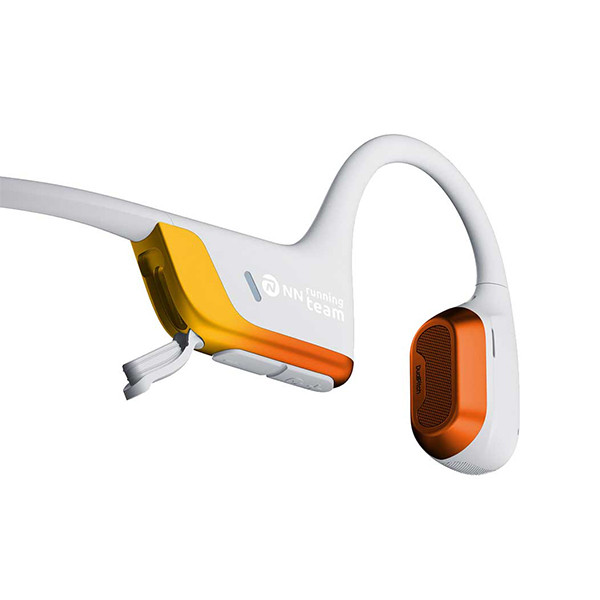 SHOKZ OpenRun Pro 2 Branded Edition Bone Conduction Sports Headphone-White/Orange - mobile shop in Hamra, Beirut, Lebanon. New and used phones, iPhone, Samsung, Huawei, Xiaomi, Oppo, Realme, Honor, Google Pixel, tablets, laptops, computers, and accessories. متجر موبايلات في الحمرا، بيروت، لبنان. هواتف جديدة ومستعملة، آيفون، سامسونج، هواوي، شاومي، أوبو، ريلمي، هونر، جوجل بيكسل، أجهزة لوحية، لابتوبات، كمبيوترات، واكسسوارات.