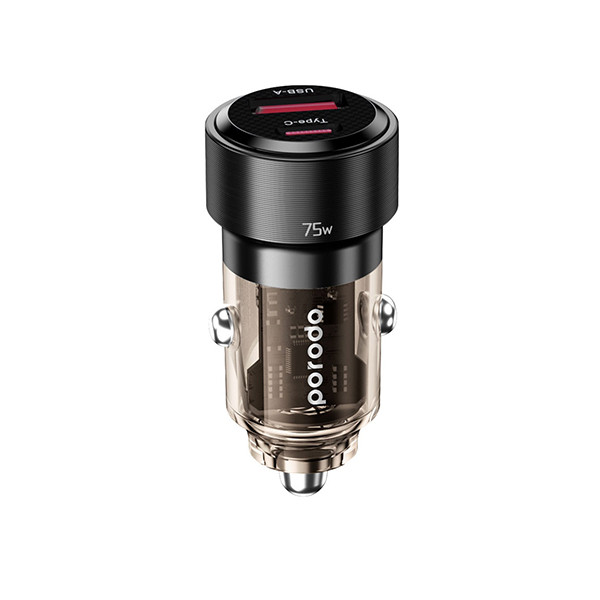 Porodo 75W Transparent Dual Port Charger PD 45W QC 30W-BLACK, mobiles, lebanon, samsung, iphones, new, used, laptops, computers, huawei, phone, mobile prices in lebanon,mobile prices