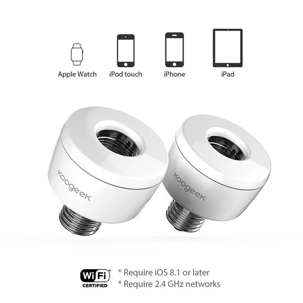 Koogeek Wi-Fi Enabled Smart Socket E26 Light Bulb Adapter Works with Apple HomeKit Support Siri Voice Control - mobile shop in Hamra, Beirut, Lebanon. New and used phones, iPhone, Samsung, Huawei, Xiaomi, Oppo, Realme, Honor, Google Pixel, tablets, laptops, computers, and accessories. متجر موبايلات في الحمرا، بيروت، لبنان. هواتف جديدة ومستعملة، آيفون، سامسونج، هواوي، شاومي، أوبو، ريلمي، هونر، جوجل بيكسل، أجهزة لوحية، لابتوبات، كمبيوترات، واكسسوارات.