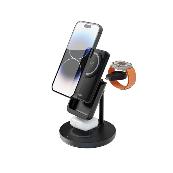Porodo 4n1 Magsafe Power Bank Dock 5000mAh (Mobile - Watch - Airpods) - mobile shop in Hamra, Beirut, Lebanon. New and used phones, iPhone, Samsung, Huawei, Xiaomi, Oppo, Realme, Honor, Google Pixel, tablets, laptops, computers, and accessories. متجر موبايلات في الحمرا، بيروت، لبنان. هواتف جديدة ومستعملة، آيفون، سامسونج، هواوي، شاومي، أوبو، ريلمي، هونر، جوجل بيكسل، أجهزة لوحية، لابتوبات، كمبيوترات، واكسسوارات.