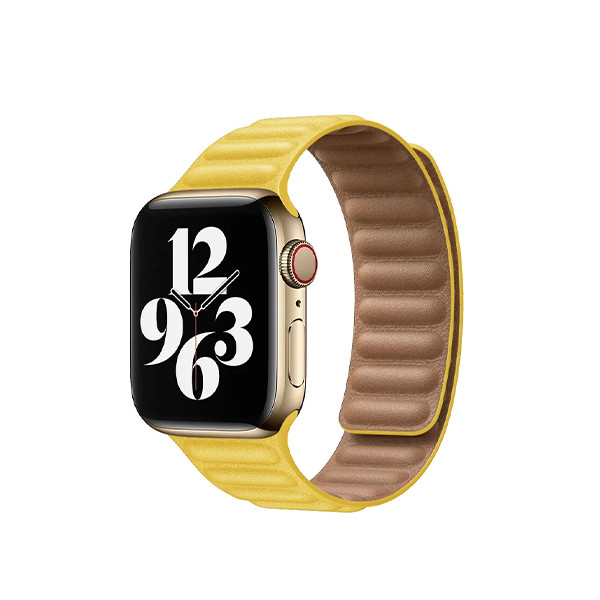 iBAND Apple Watch Yellow Leather Metal Strap 38-40-41mm, mobiles, lebanon, samsung, iphones, new, used, laptops, computers, huawei, phone, mobile prices in lebanon,mobile prices