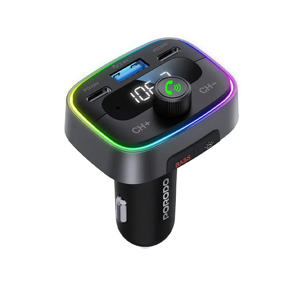 Porodo Dual PD 30W Bluetooth FM Transmitter With USB Disk Reading BLACK - mobile shop in Hamra, Beirut, Lebanon. New and used phones, iPhone, Samsung, Huawei, Xiaomi, Oppo, Realme, Honor, Google Pixel, tablets, laptops, computers, and accessories. متجر موبايلات في الحمرا، بيروت، لبنان. هواتف جديدة ومستعملة، آيفون، سامسونج، هواوي، شاومي، أوبو، ريلمي، هونر، جوجل بيكسل، أجهزة لوحية، لابتوبات، كمبيوترات، واكسسوارات.