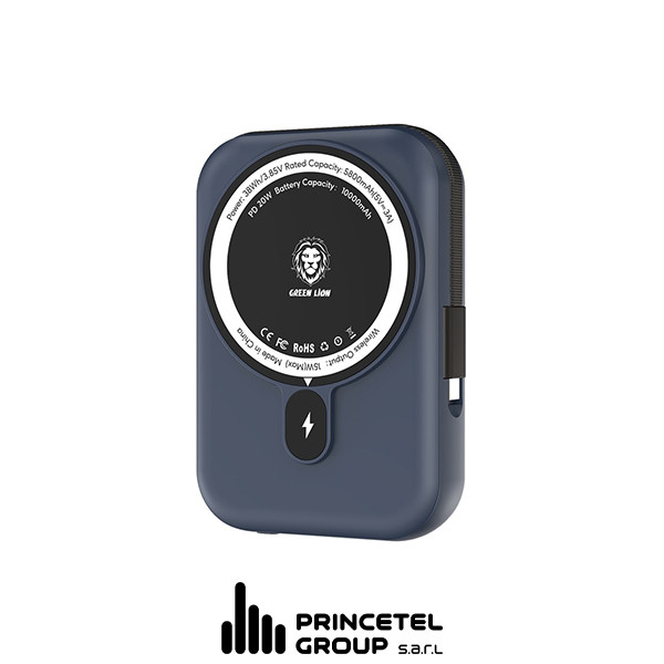 Green Lion Monaco Magsafe  10000mah Power Bank -  Dark Blue - mobile shop in Hamra, Beirut, Lebanon. New and used phones, iPhone, Samsung, Huawei, Xiaomi, Oppo, Realme, Honor, Google Pixel, tablets, laptops, computers, and accessories. متجر موبايلات في الحمرا، بيروت، لبنان. هواتف جديدة ومستعملة، آيفون، سامسونج، هواوي، شاومي، أوبو، ريلمي، هونر، جوجل بيكسل، أجهزة لوحية، لابتوبات، كمبيوترات، واكسسوارات.