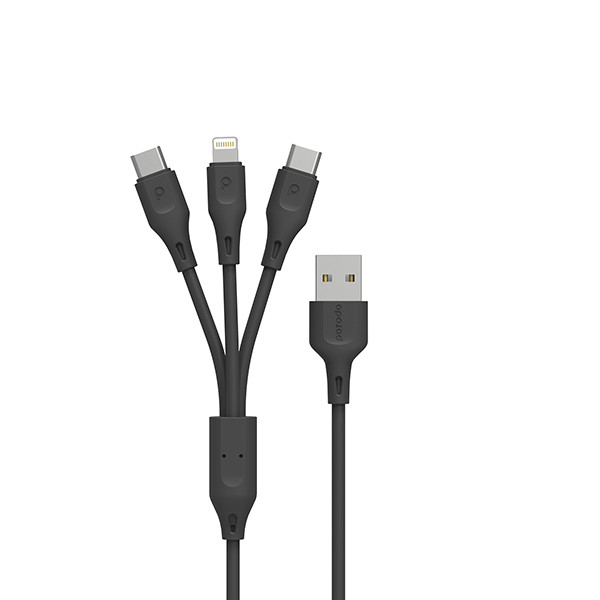 Porodo 3in1 USB Cable Lightning & Type-C Fast Charge and Data Cable, mobiles, lebanon, samsung, iphones, new, used, laptops, computers, huawei, phone, mobile prices in lebanon,mobile prices
