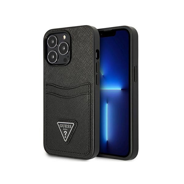 Case Guess iPhone 13 Pro / 13 6,1" black hardcase SaffianoTriangle Logo Cardslot, mobiles, lebanon, samsung, iphones, new, used, laptops, computers, huawei, phone, mobile prices in lebanon,mobile prices